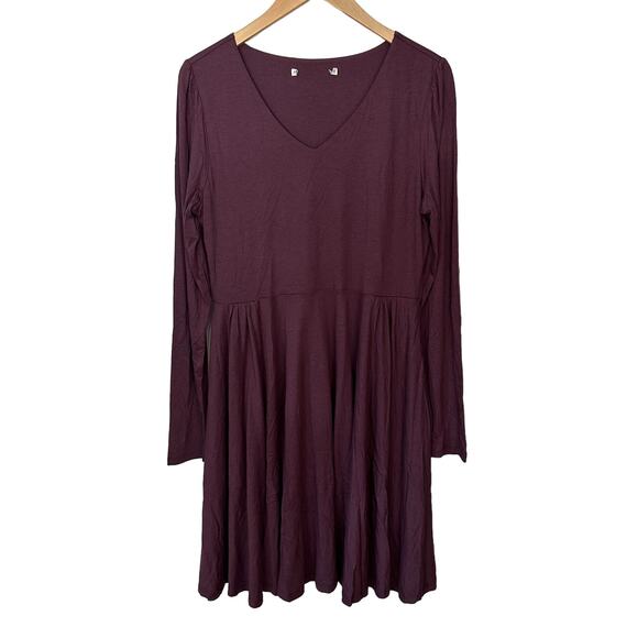 Peruvian Connection Rowan Dress Plum Purple Women's Size L V Neck Pima Modal‎ - Picture 1 of 7
